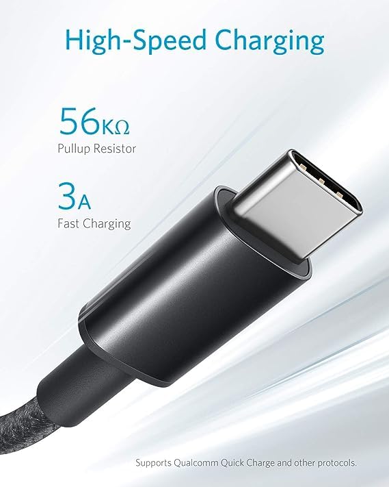 Anker Cable [2 Pack 3ft], USB A to USB C Cable for iPhone 17 Series,Samsung Galaxy S10 S10+, LG V30, Beats Fit Pro and More (Black).