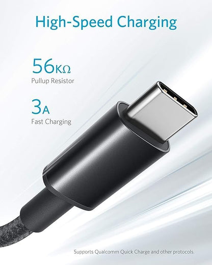 Anker Cable [2 Pack 3ft], USB A to USB C Cable for iPhone 17 Series,Samsung Galaxy S10 S10+, LG V30, Beats Fit Pro and More (Black).