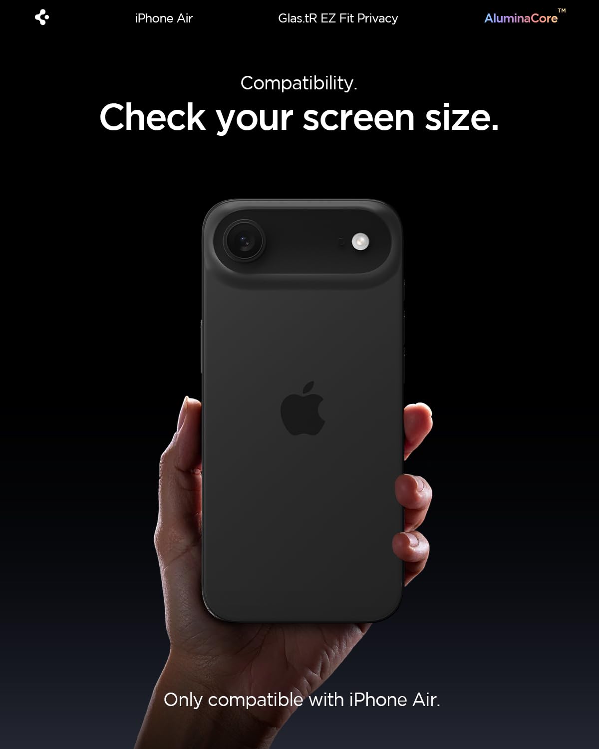 Spigen AluminaCore Tempered Glass Screen Protector [Glas.tR EZ Fit - Privacy] designed for iPhone 17 Pro | iPhone 17 | iPhone 16 Pro [2 Pack] 9H+ Hardness, Aluminum-Enhanced Durability | Tempered Glass, Privacy
