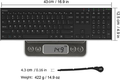 Arteck SlimSteel Wireless Keyboard with Numpad