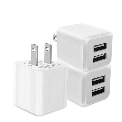 USB Wall Charger, Dual Port Cube Power Adapter Charger Plug Block Charging Box, Dual Port Wall Fast Charging Adapter, Compatible for i Phone 14 13 12 11，Milky White