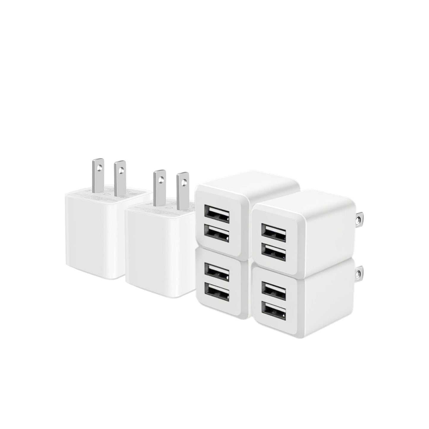 USB Wall Charger, Dual Port Cube Power Adapter Charger Plug Block Charging Box, Dual Port Wall Fast Charging Adapter, Compatible for i Phone 14 13 12 11，Milky White