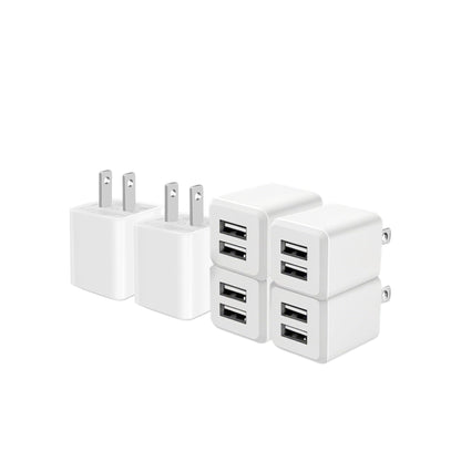 USB Wall Charger, Dual Port Cube Power Adapter Charger Plug Block Charging Box, Dual Port Wall Fast Charging Adapter, Compatible for i Phone 14 13 12 11，Milky White