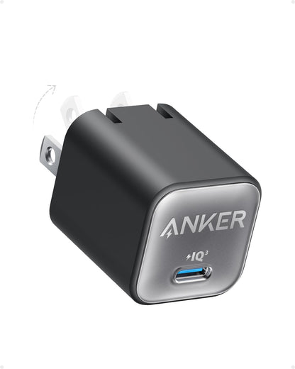 Anker Nano USB C Charger Block, 30W PIQ 3.0 Foldable iPhone Charger Fast Charging for iPhone 17/16 Series, Galaxy, iPad, Compatible with MagSafe