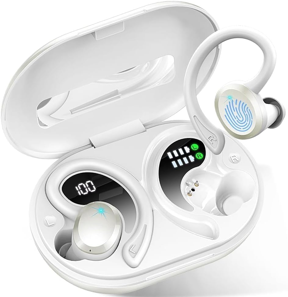 Wireless Earbuds, Sport Bluetooth 5.4 Headphones 2026 New Bluetooth Earbuds with 75Hrs Stereo, 4 ENC Mic, Noise Canceling Over-Ear Buds with Earhooks, IP7 Waterproof Earphones for Workout/Running/Gym