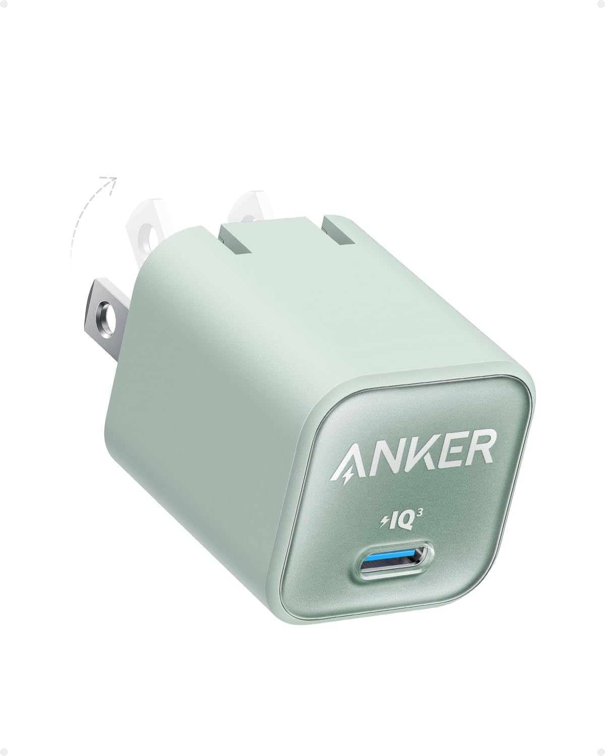 Anker Nano USB C Charger Block, 30W PIQ 3.0 Foldable iPhone Charger Fast Charging for iPhone 17/16 Series, Galaxy, iPad, Compatible with MagSafe