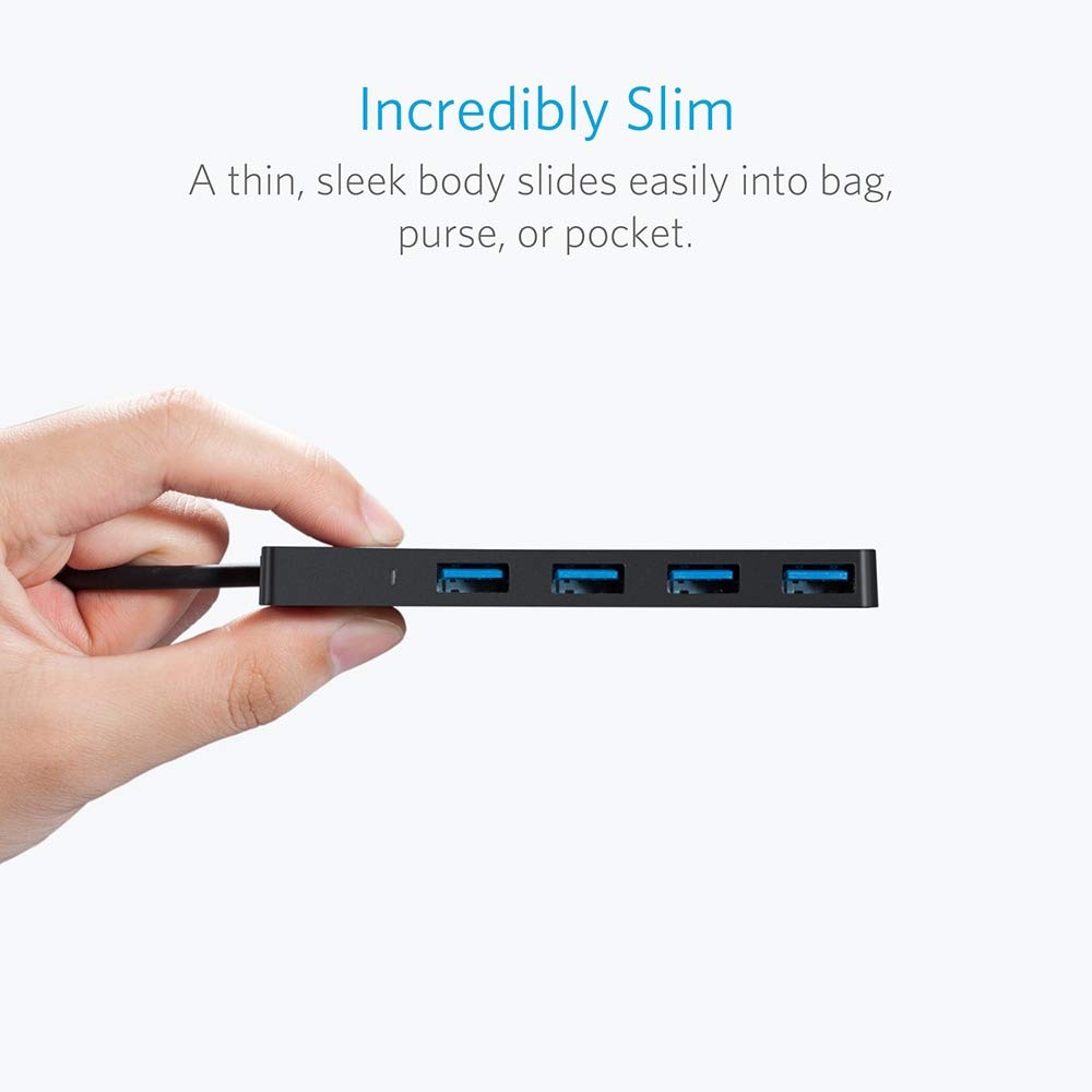 Anker USB Hub 4 Ports, Multiple USB 3.0 Hub, USB Splitter for Laptop, Extender for A Port Laptop, PC, Desktop and More [Charging Not Supported](2ft USB-A)