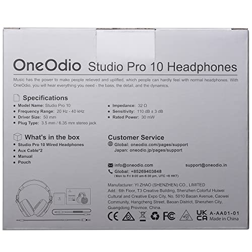 OneOdio Pro DJ Studio Over-Ear Headphones - Black