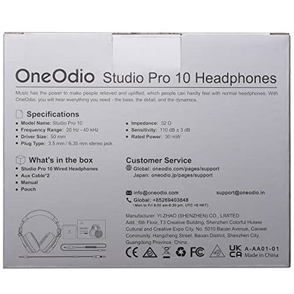 OneOdio Pro DJ Studio Over-Ear Headphones - Black