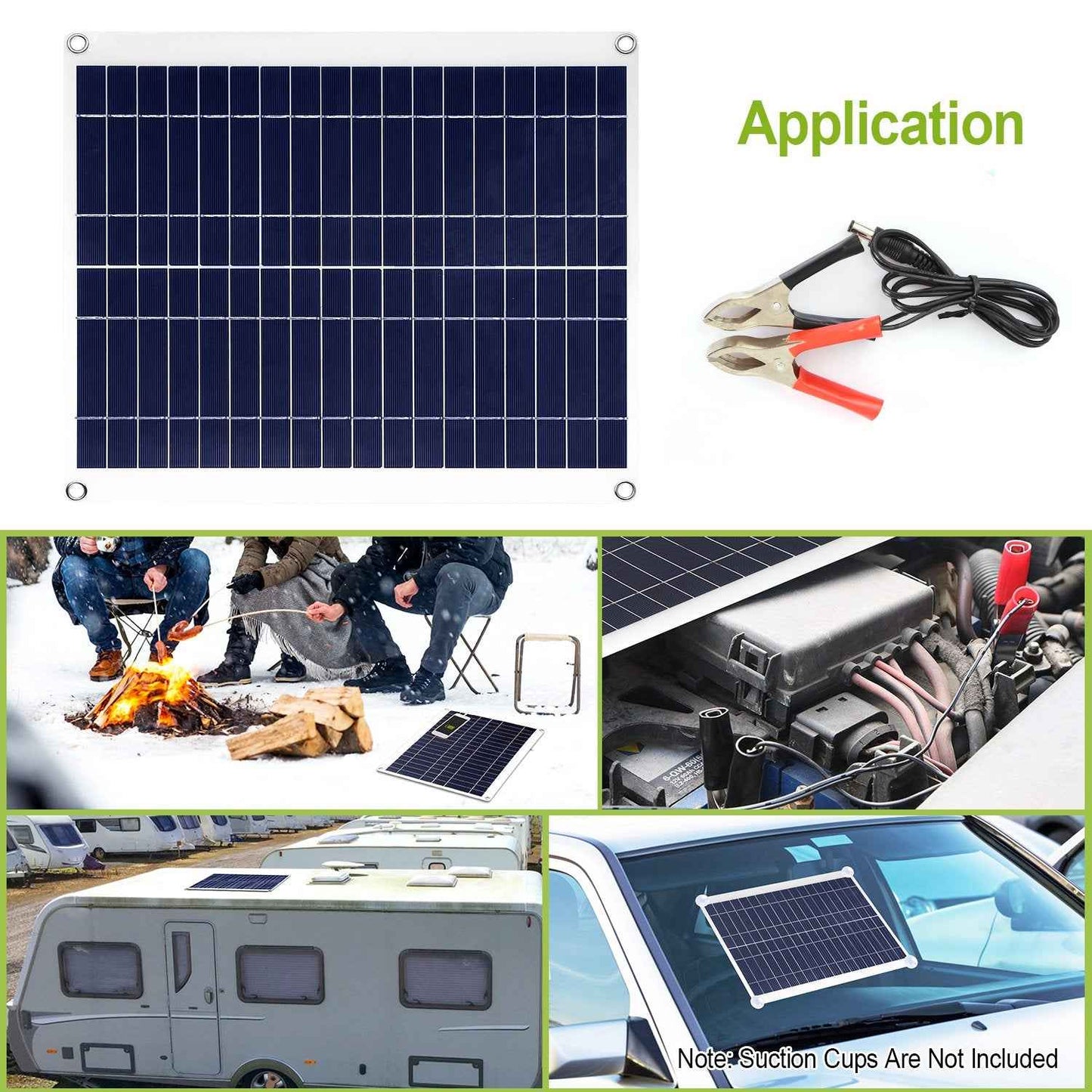 25W 12V Solar Panel Charger, Dual USB, IP68 for Car/RV