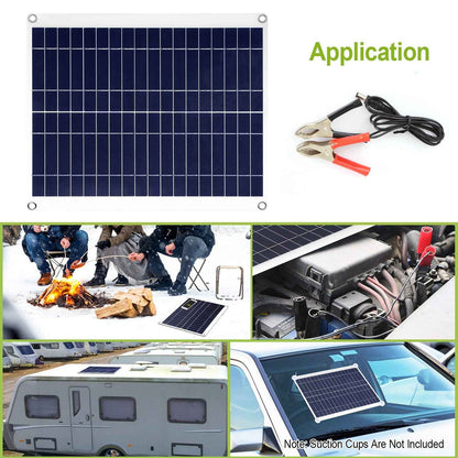 25W 12V Solar Panel Charger, Dual USB, IP68 for Car/RV