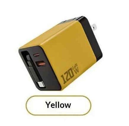 120W GaN Fast Charger with Retractable Cable