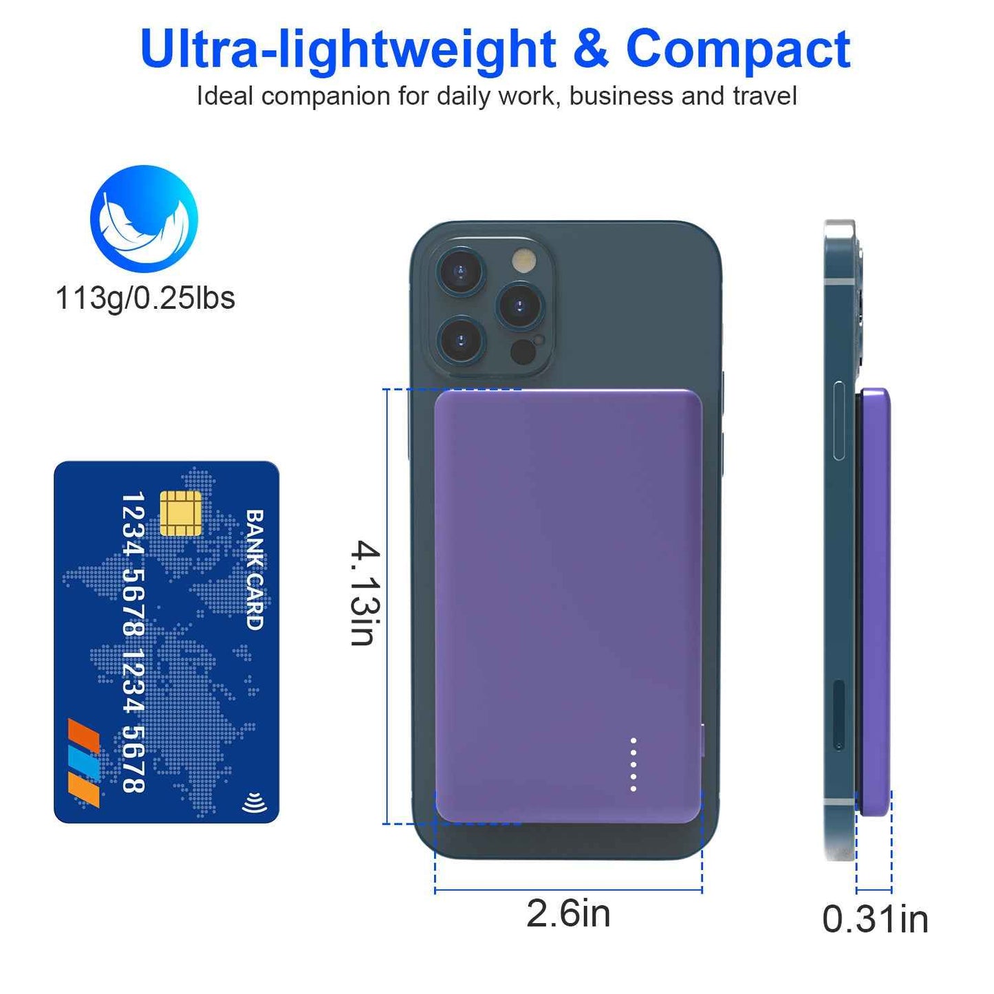 2-in-1 MagSafe Wireless Slim Power Bank 5000mAh