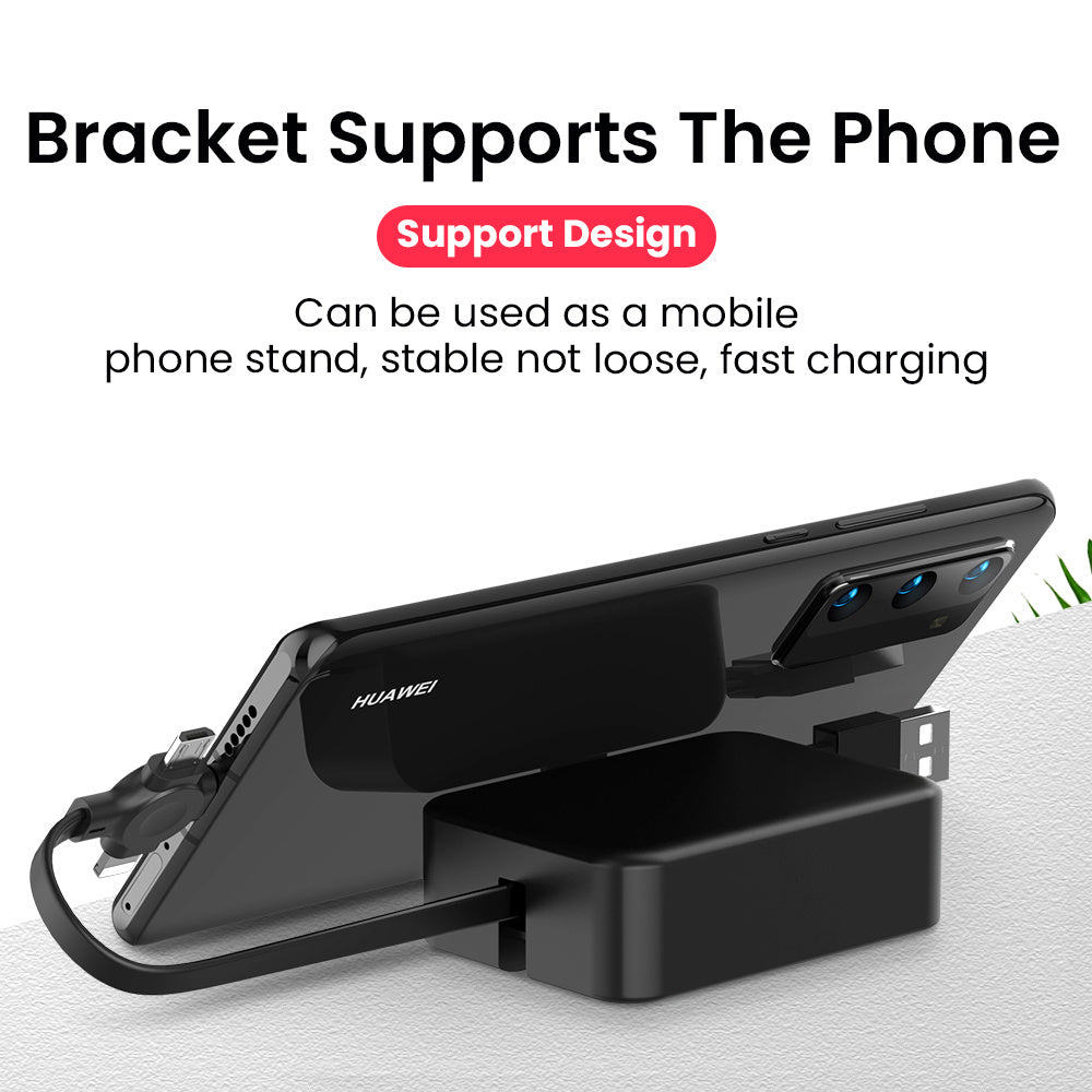 4 In 1 Retractable USB Cable Creative Macaron Type C Micro Cable For I Phone With Phone Stand Charging Data Cable Line Storage Box - Small Enterprise