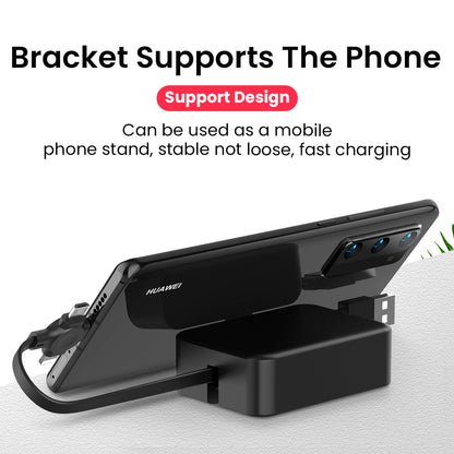 4 In 1 Retractable USB Cable Creative Macaron Type C Micro Cable For I Phone With Phone Stand Charging Data Cable Line Storage Box - Small Enterprise