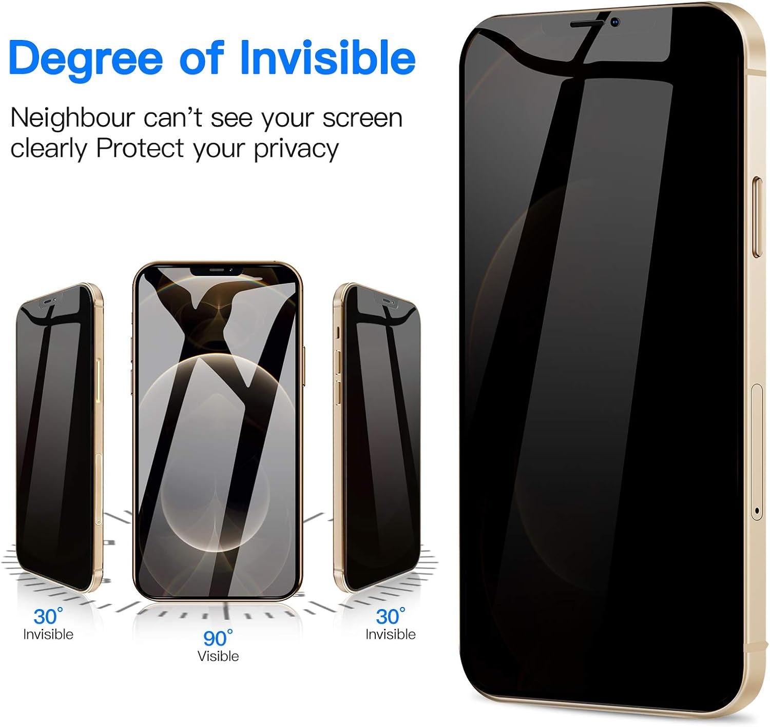 2 Pack Privacy Screen Protector for Iphone 12 Pro Max, Premium 4D Curved Edge to Edge Full Coverage Privacy Tempered Glass Screen Protector for Iphone 12 Pro Max（6.7 Inch）