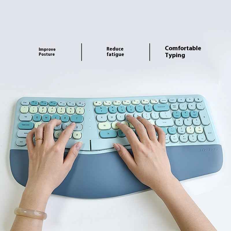 Ergonomic Veneer Wrist Splint Wireless Keyboard And Mouse Set