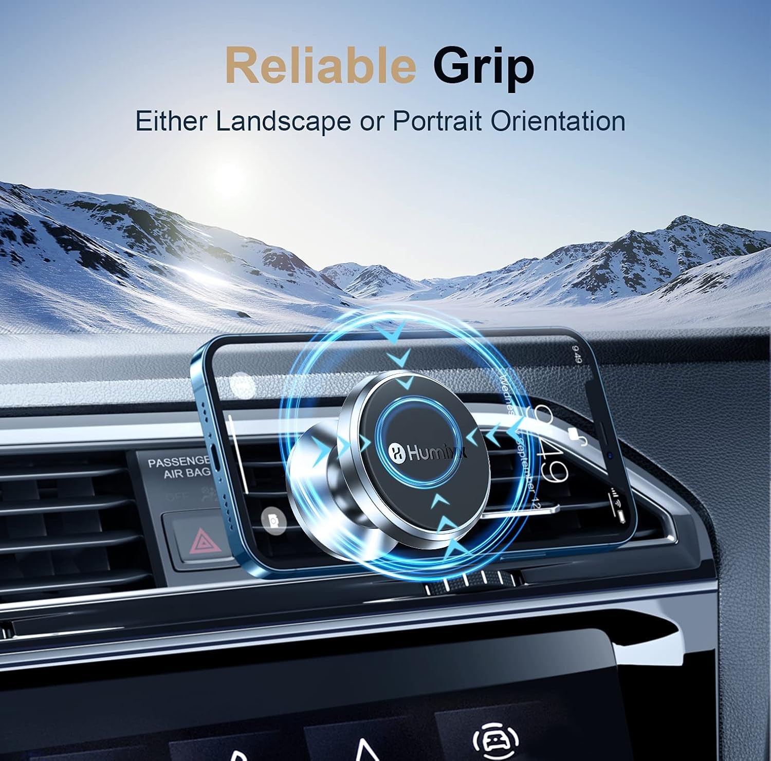 [8*Powerful Magnets Phone Holders for Your Car [Durable ＆ Sturdy] Magnetic Phone Holder Mount for Car 362° Rotation Car Vent Clip Fit for Iphone Samsung ＆ All Phones, Silver