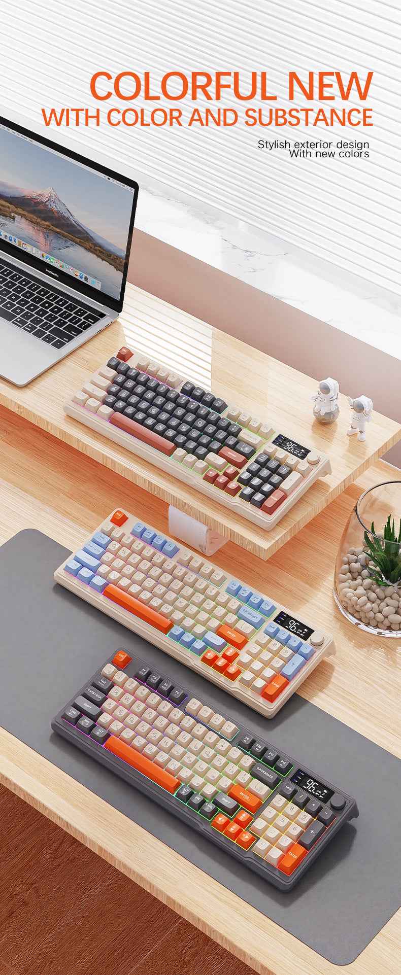 Wireless Bluetooth Russian Keyboard Display
