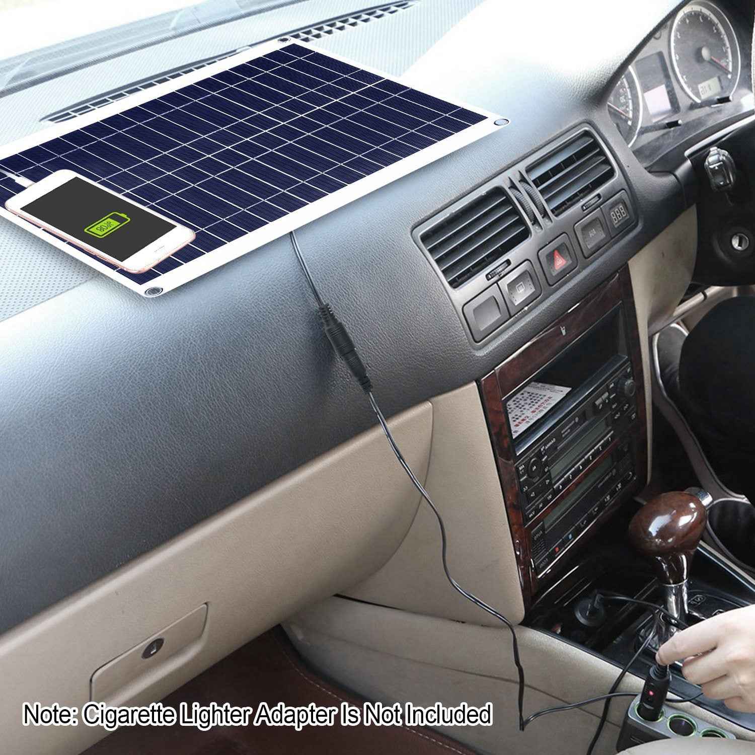 25W 12V Solar Panel Charger, Dual USB, IP68 for Car/RV
