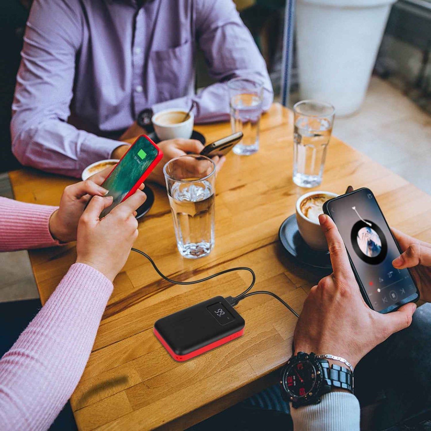 Portable 1W Power Bank with LCD & Dual USB Charging