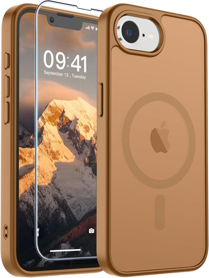 SUPFINE Magnetic for iPhone SE Case 2022 (3rd)/2020 (2nd), iPhone 8 Case (Compatible with MagSafe) (Military Grade Drop Protection) Translucent Matte Phone Cover,Black