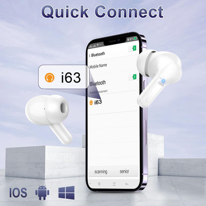 Wireless Earbuds, 2026 Bluetooth 5.4 Headphones NEW Ear Buds 40H Bass Stereo in-Ear Earphones ENC Noise Cancelling Earbuds with 4 HD Mic, USB-C LED Display IP7 Waterproof Sport Headset for Android iOS