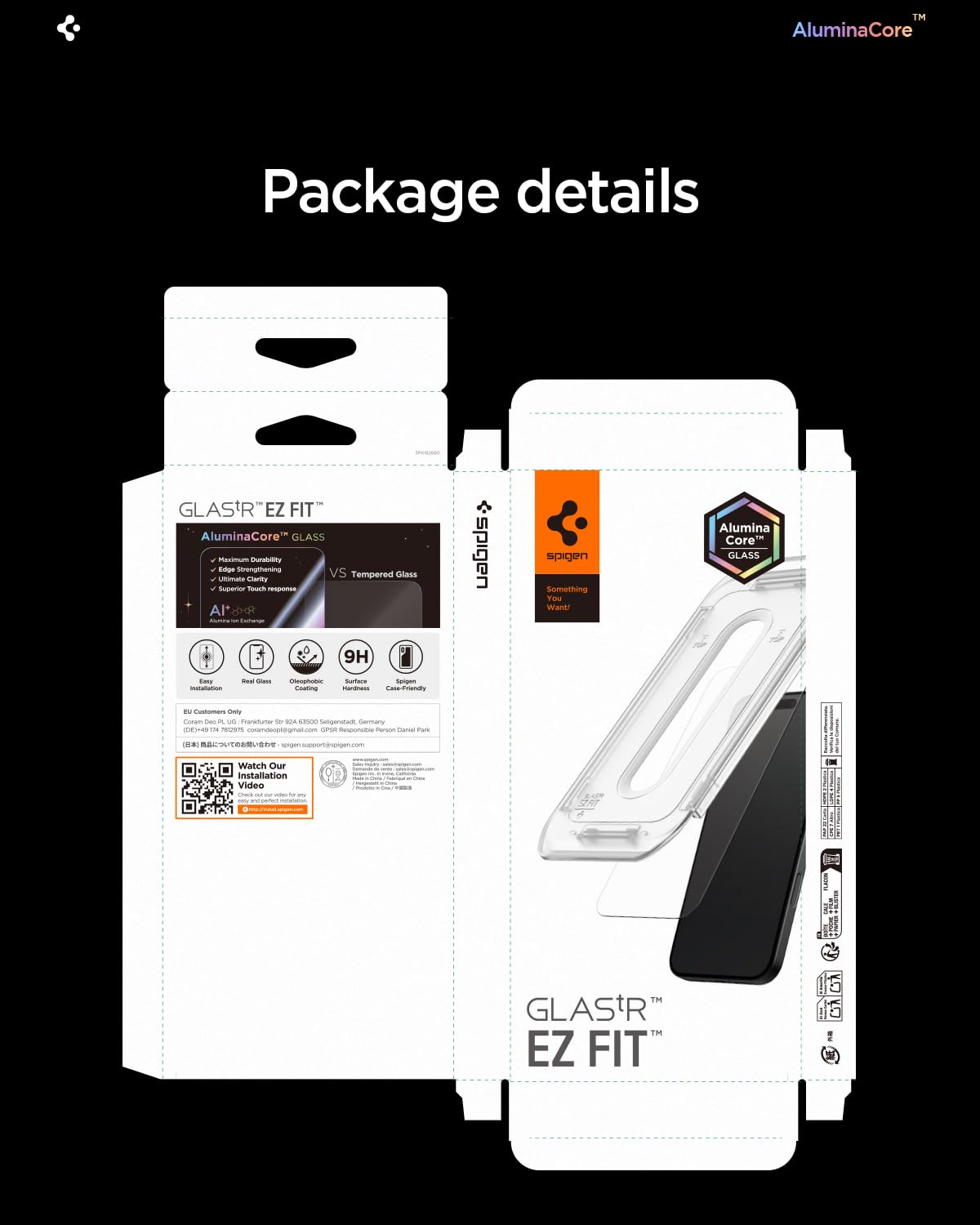 Spigen AluminaCore Tempered Glass Screen Protector [Glas.tR EZ Fit - Privacy] designed for iPhone 17 Pro | iPhone 17 | iPhone 16 Pro [2 Pack] 9H+ Hardness, Aluminum-Enhanced Durability | Tempered Glass, Privacy