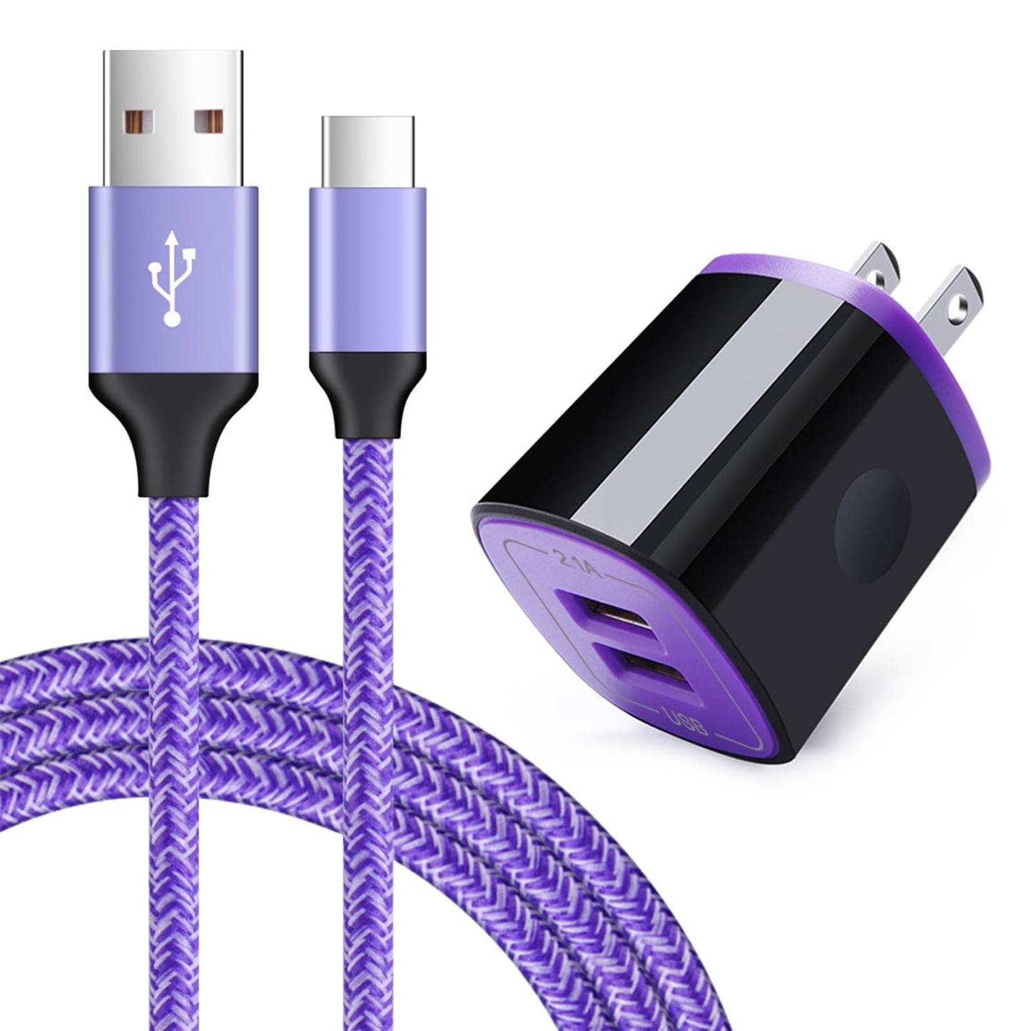 USB C Charger, AndHot Dual Port 2.1A Charger Block Plug+6ft Type C Fast Charging Cable for Samsung Galaxy S26 S25 S24 S23 S22 S21 S20 Note20 A57 A37 A17 A56 A16 A25 A35 A55 A15 A54 A14 A13 A23 A53 A32