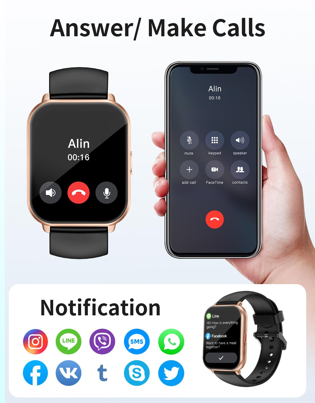 RUIMEN Smartwatch: Answer Calls, Track Fitness - Small Enterprise