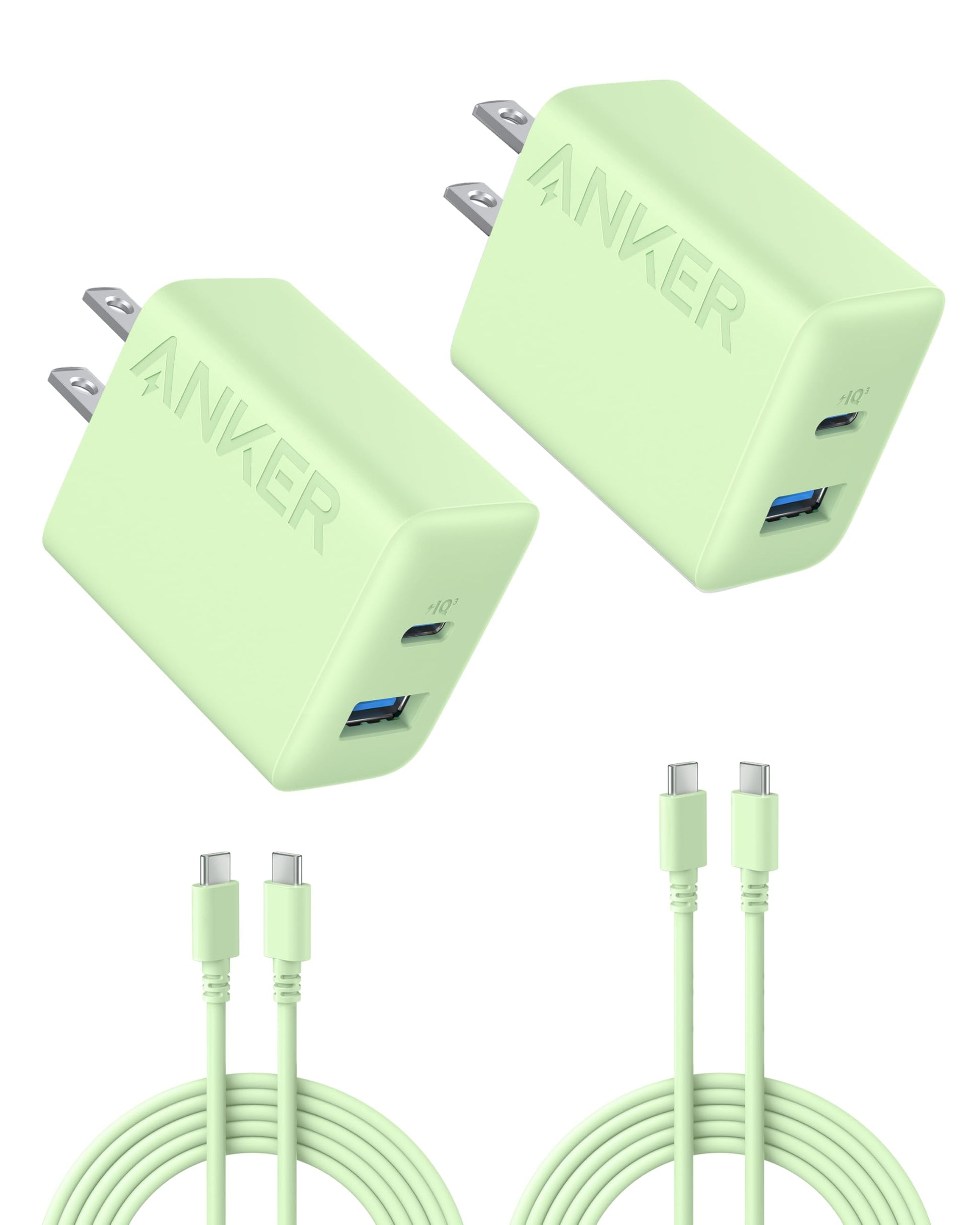 Anker iPhone 17/16 Charger, 2-Pack 20W Fast USB C Charger Block, for iPhone 16/16 Pro Max/15 Series/iPad Pro and More (Black, 2 Pack & 2 Cable)