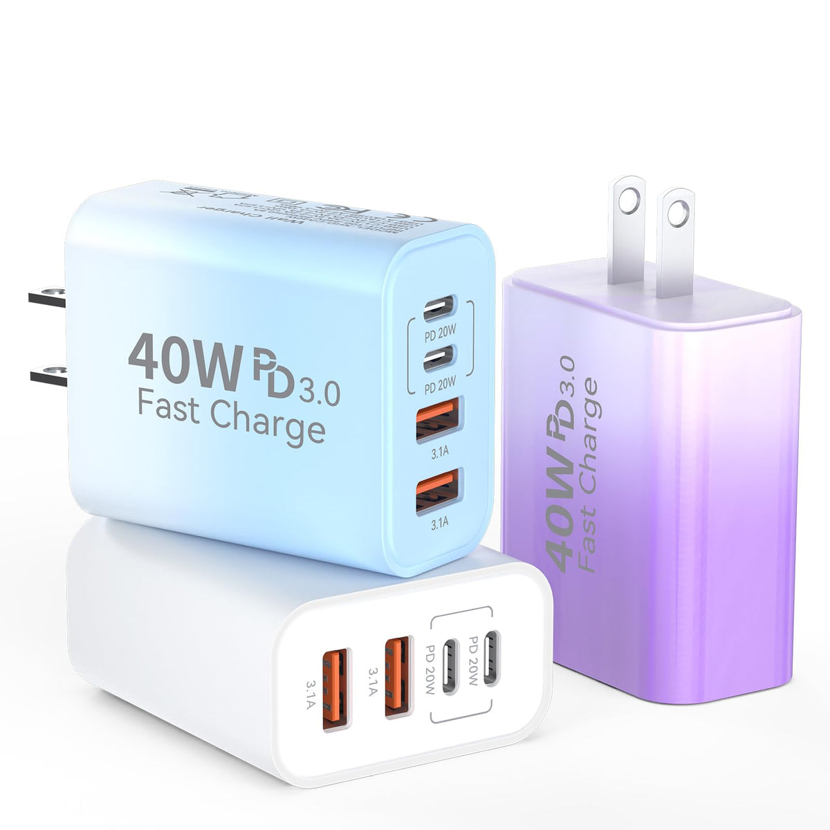 USB C Wall Charger Block, 40W USB Type C iPhone Charger Fast Charging Block