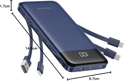 TravelMax 10K: Slim Power Bank w/ Built-in Cables - Small Enterprise