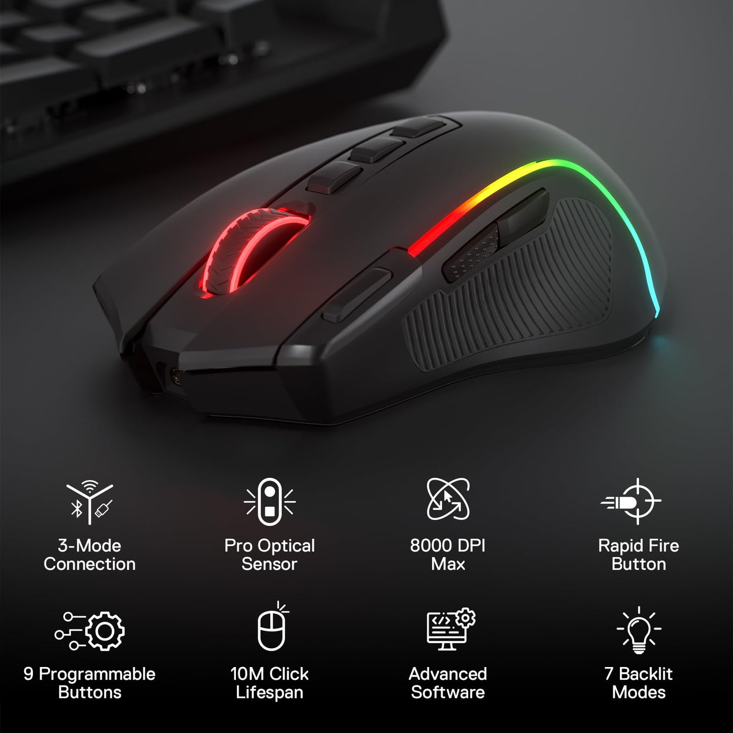 Redragon M612 PRO Swift RGB: 9-Button Gaming Mouse