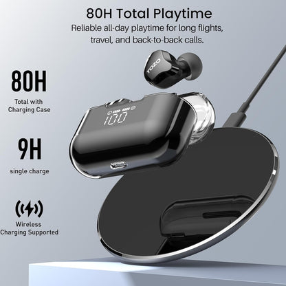 TOZO T18 Wireless Earbuds Bluetooth Headphones 5.3, IPX8 Waterproof Ear Buds, 4 Mic Clear Call Long Playtime with LED Digital Display Charging Case, Stereo Bass Sound 32 Customized EQ via APP