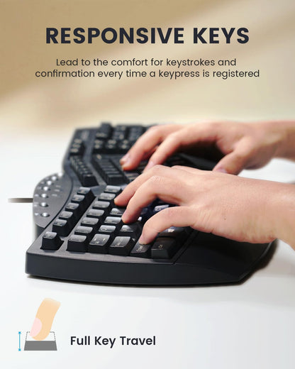 PeriSplit Ergonomic Keyboard with Wrist Rest - Black