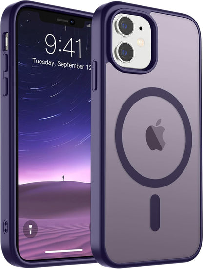 SUPFINE Magnetic for iPhone SE Case 2022 (3rd)/2020 (2nd), iPhone 8 Case (Compatible with MagSafe) (Military Grade Drop Protection) Translucent Matte Phone Cover,Black