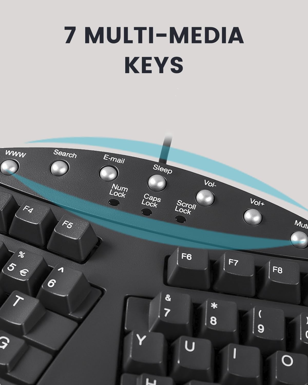 PeriSplit Ergonomic Keyboard with Wrist Rest - Black