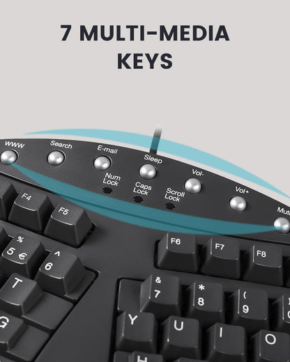 PeriSplit Ergonomic Keyboard with Wrist Rest - Black