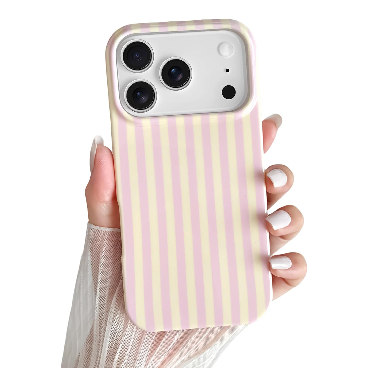 Yeddabox for iPhone 17 Pro Max Case Cute Striped Phone Case Soft TPU Slim Shockproof Phone Cover for Women Girls, Pink