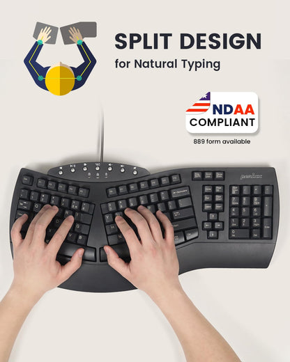 PeriSplit Ergonomic Keyboard with Wrist Rest - Black