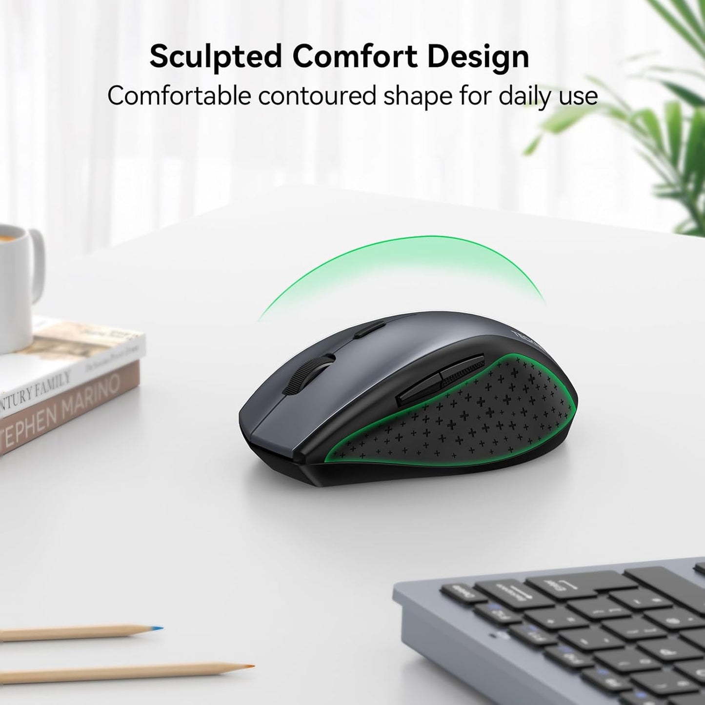 SilenceGlide 4800: Ergo Wireless Mouse by TECKNET
