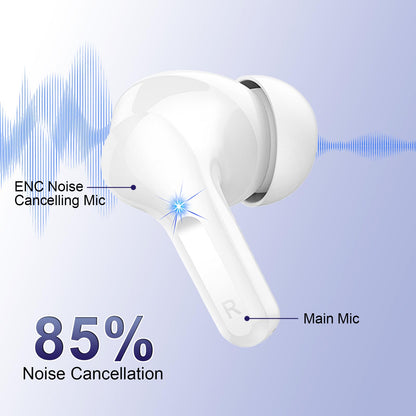 Wireless Earbuds, 2026 Bluetooth 5.4 Headphones NEW Ear Buds 40H Bass Stereo in-Ear Earphones ENC Noise Cancelling Earbuds with 4 HD Mic, USB-C LED Display IP7 Waterproof Sport Headset for Android iOS