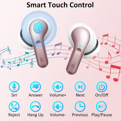 Wireless Earbuds, 2026 Bluetooth 5.4 Headphones NEW Ear Buds 40H Bass Stereo in-Ear Earphones ENC Noise Cancelling Earbuds with 4 HD Mic, USB-C LED Display IP7 Waterproof Sport Headset for Android iOS