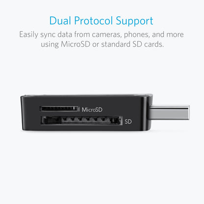 Anker SD Card Reader, 2-in-1 USB C Memory Card Reader for Digital Camera SD Card Viewer with Dual Slot for SDXC, SDHC, SD, MMC, RS-MMC, Micro SDXC,MicroSD, Micro SDHC Card, and UHS-I Cards