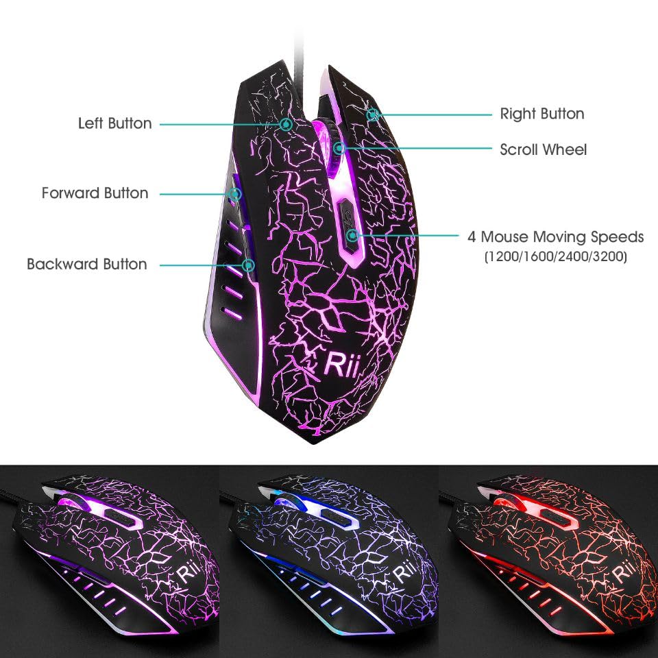 Rii ProGlow Keyboard & Mouse Set - Dynamic LED Edition