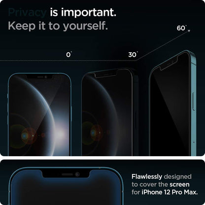 Spigen AluminaCore Tempered Glass Screen Protector [Glas.tR EZ Fit - Privacy] designed for iPhone 17 Pro | iPhone 17 | iPhone 16 Pro [2 Pack] 9H+ Hardness, Aluminum-Enhanced Durability | Tempered Glass, Privacy