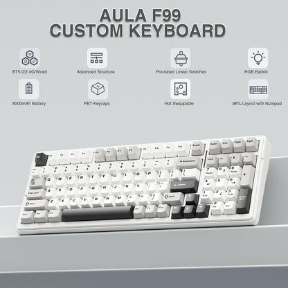 AULA F99 Tri-Mode RGB Wireless Mechanical Keyboard