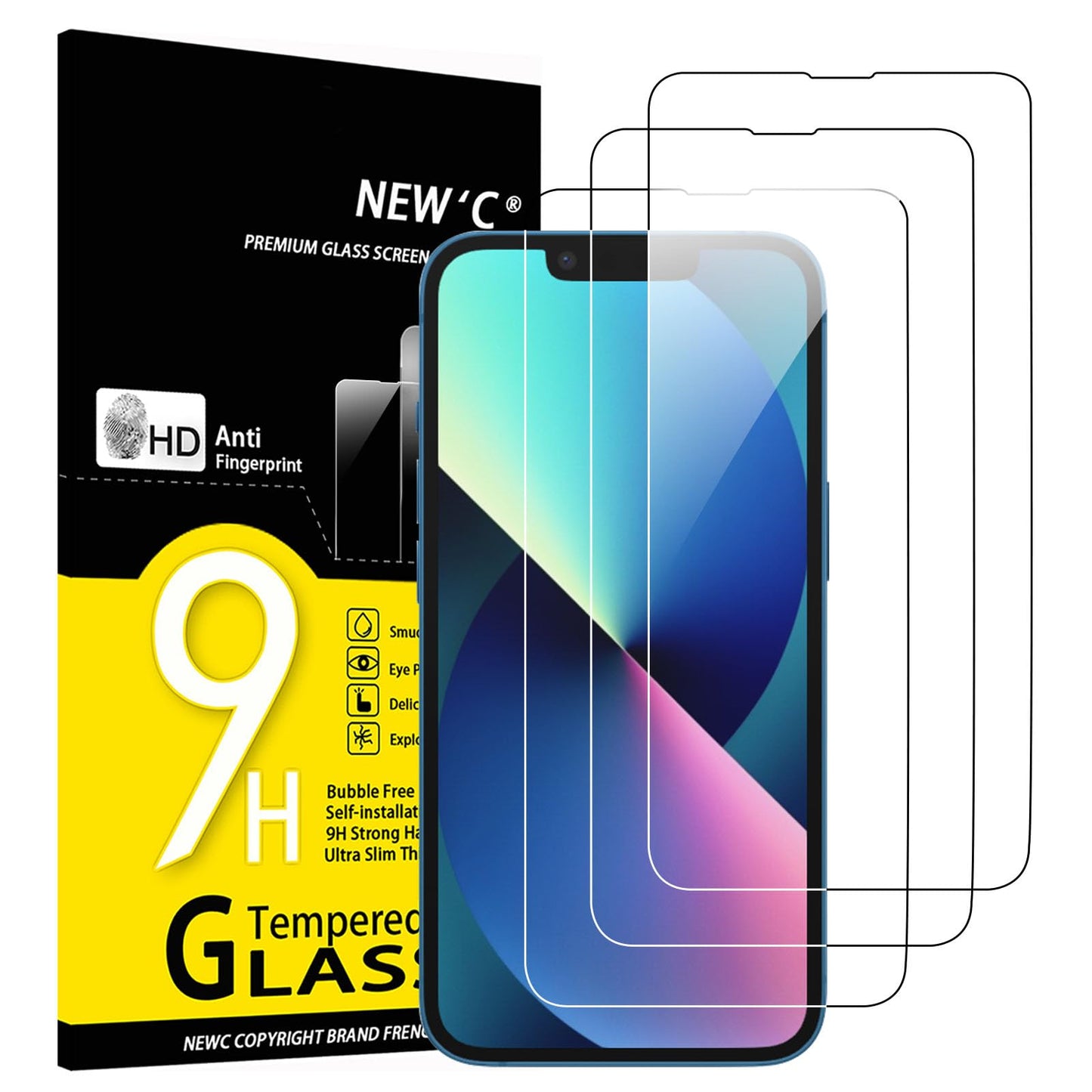 NEW'C 3 Pack iPhone 11/XR Tempered Glass Protectors
