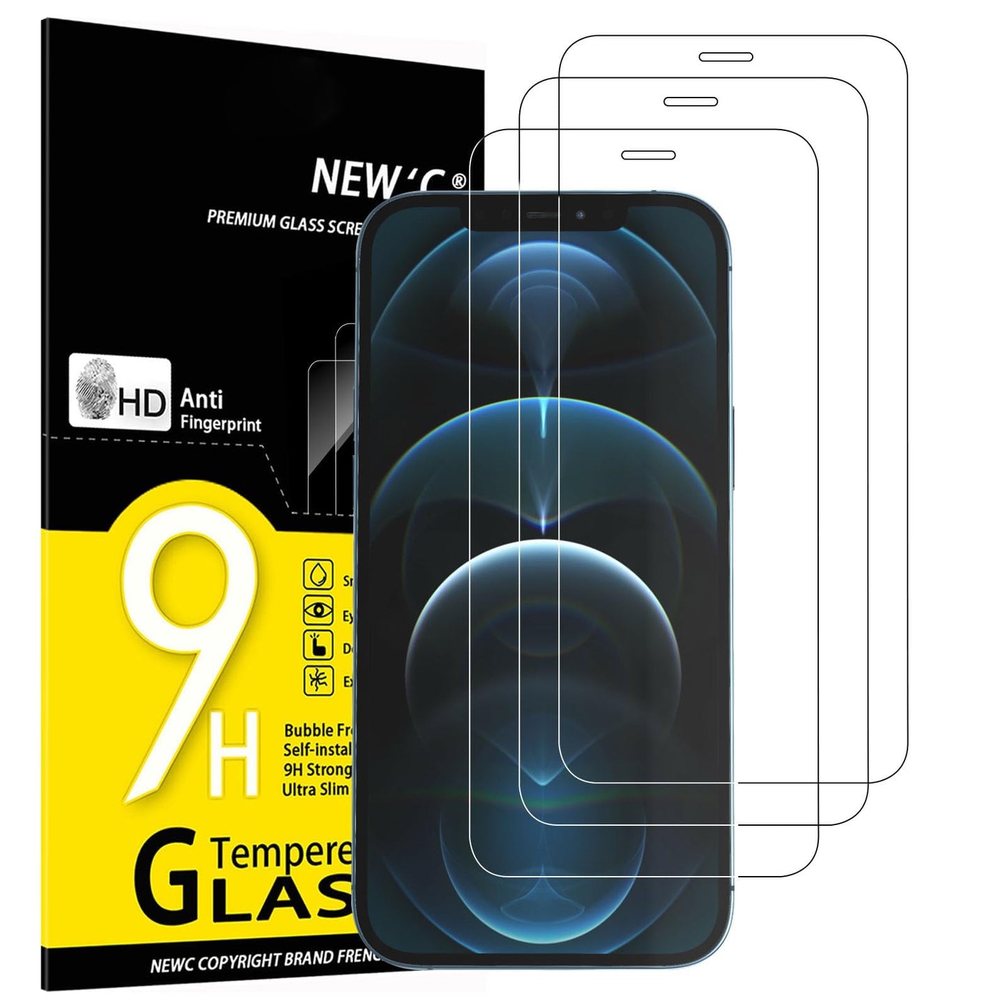 NEW'C 3 Pack iPhone 11/XR Tempered Glass Protectors